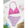 image:imageRoseSeek Girls 2 Piece Swimsuits Floral Gingham Halter Triangle Wireless Bikini Bathing SuitMulticolor
