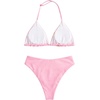 image:imageRoseSeek Girls 2 Piece Swimsuits Floral Gingham Halter Triangle Wireless Bikini Bathing SuitPink