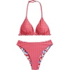 image:imageRoseSeek Girls 2 Piece Swimsuits Floral Gingham Halter Triangle Wireless Bikini Bathing SuitRed