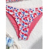 image:imageRoseSeek Girls 2 Piece Swimsuits Floral Gingham Halter Triangle Wireless Bikini Bathing SuitRed