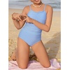 image:imageRoseSeek Girls 2 Piece Swimsuits Striped Print Ruched Front Cami Tops and High Waisted Bottoms TankiniMulticolor