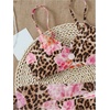image:imageRoseSeek Girls 3 Piece Bikini Set with Beach Skirt Floral Leopard ORing Padded Swimsuit for Teen GirlsBrown