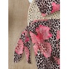 image:imageRoseSeek Girls 3 Piece Bikini Set with Beach Skirt Floral Leopard ORing Padded Swimsuit for Teen GirlsBrown and Pink