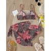 image:imageRoseSeek Girls 3 Piece Bikini Set with Beach Skirt Floral Leopard ORing Padded Swimsuit for Teen GirlsBrown and Pink