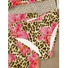 image:imageRoseSeek Girls 3 Piece Bikini Set with Beach Skirt Floral Leopard ORing Padded Swimsuit for Teen GirlsCheetah Floral