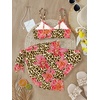 image:imageRoseSeek Girls 3 Piece Bikini Set with Beach Skirt Floral Leopard ORing Padded Swimsuit for Teen GirlsCheetah Floral