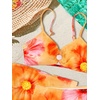 image:imageRoseSeek Girls 3 Piece Bikini Set with Beach Skirt Floral Leopard ORing Padded Swimsuit for Teen GirlsFloral Orange