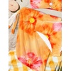 image:imageRoseSeek Girls 3 Piece Bikini Set with Beach Skirt Floral Leopard ORing Padded Swimsuit for Teen GirlsFloral Orange