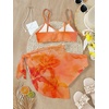 image:imageRoseSeek Girls 3 Piece Bikini Set with Beach Skirt Floral Leopard ORing Padded Swimsuit for Teen GirlsOrange
