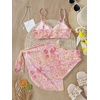 image:imageRoseSeek Girls 3 Piece Bikini Set with Beach Skirt Floral Leopard ORing Padded Swimsuit for Teen GirlsPink and Yellow