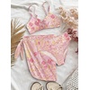 image:imageRoseSeek Girls 3 Piece Bikini Set with Beach Skirt Floral Leopard ORing Padded Swimsuit for Teen GirlsPink and Yellow