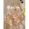 image:imageRoseSeek Girls 3 Piece Bikini Set with Beach Skirt Floral Leopard ORing Padded Swimsuit for Teen GirlsStriped Floral