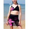 image:imageRoseSeek Girls 3 Piece Cute Bowknot Bathing Suit Halter Triangle High Waisted Swimsuit with Beach Cover Up SkirtBlack