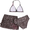 image:imageRoseSeek Girls 3 Piece Cute Bowknot Bathing Suit Halter Triangle High Waisted Swimsuit with Beach Cover Up SkirtCheetah Brown