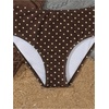 image:imageRoseSeek Girls 3 Piece Cute Bowknot Bathing Suit Halter Triangle High Waisted Swimsuit with Beach Cover Up SkirtDots Brown