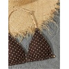 image:imageRoseSeek Girls 3 Piece Cute Bowknot Bathing Suit Halter Triangle High Waisted Swimsuit with Beach Cover Up SkirtDots Brown