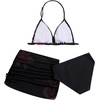 image:imageRoseSeek Girls 3 Piece Cute Bowknot Bathing Suit Halter Triangle High Waisted Swimsuit with Beach Cover Up SkirtFloral Black