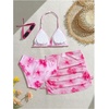 image:imageRoseSeek Girls 3 Piece Cute Bowknot Bathing Suit Halter Triangle High Waisted Swimsuit with Beach Cover Up SkirtFloral Pink