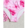 image:imageRoseSeek Girls 3 Piece Cute Bowknot Bathing Suit Halter Triangle High Waisted Swimsuit with Beach Cover Up SkirtFloral Pink