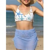 image:imageRoseSeek Girls 3 Piece Cute Bowknot Bathing Suit Halter Triangle High Waisted Swimsuit with Beach Cover Up SkirtMulticolor Blue
