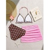 image:imageRoseSeek Girls 3 Piece Cute Bowknot Bathing Suit Halter Triangle High Waisted Swimsuit with Beach Cover Up SkirtMulticolor Pink Dots