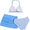 image:imageRoseSeek Girls 3 Piece Cute Bowknot Bathing Suit Halter Triangle High Waisted Swimsuit with Beach Cover Up SkirtStriped Blue and White