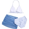 image:imageRoseSeek Girls 3 Piece Cute Bowknot Bathing Suit Halter Triangle High Waisted Swimsuit with Beach Cover Up SkirtTeal Blue