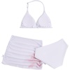 image:imageRoseSeek Girls 3 Piece Cute Bowknot Bathing Suit Halter Triangle High Waisted Swimsuit with Beach Cover Up SkirtWhite and Pink