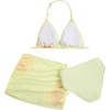 image:imageRoseSeek Girls 3 Piece Cute Bowknot Bathing Suit Halter Triangle High Waisted Swimsuit with Beach Cover Up SkirtYellow