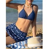 image:imageRoseSeek Girls 3 Piece Floral Swimsuits Cute Backless Triangle Bikini Set with Cover Up Beach SkirtBlue