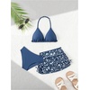 image:imageRoseSeek Girls 3 Piece Floral Swimsuits Cute Backless Triangle Bikini Set with Cover Up Beach SkirtBlue