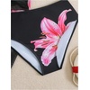 image:imageRoseSeek Girls 3 Piece Swimsuits Floral High Waisted Bikini Bathing Suit with Mesh Coverups SkirtBlack and Pink