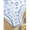 image:imageRoseSeek Girls 3 Piece Swimsuits Floral High Waisted Bikini Bathing Suit with Mesh Coverups SkirtBlue White