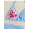 image:imageRoseSeek Girls 3 Piece Swimsuits Floral High Waisted Bikini Bathing Suit with Mesh Coverups SkirtBlue and Pink