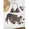 image:imageRoseSeek Girls 3 Piece Swimsuits Floral High Waisted Bikini Bathing Suit with Mesh Coverups SkirtBrown