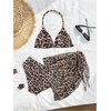 image:imageRoseSeek Girls 3 Piece Swimsuits Floral High Waisted Bikini Bathing Suit with Mesh Coverups SkirtDeep Brown