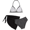 image:imageRoseSeek Girls 3 Piece Swimsuits Floral High Waisted Bikini Bathing Suit with Mesh Coverups SkirtDots Black