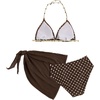 image:imageRoseSeek Girls 3 Piece Swimsuits Floral High Waisted Bikini Bathing Suit with Mesh Coverups SkirtDots Brown