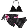 image:imageRoseSeek Girls 3 Piece Swimsuits Floral High Waisted Bikini Bathing Suit with Mesh Coverups SkirtDots Floral Black