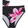image:imageRoseSeek Girls 3 Piece Swimsuits Floral High Waisted Bikini Bathing Suit with Mesh Coverups SkirtDots Floral Black