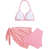 image:imageRoseSeek Girls 3 Piece Swimsuits Floral High Waisted Bikini Bathing Suit with Mesh Coverups SkirtDusty Pink