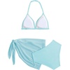 image:imageRoseSeek Girls 3 Piece Swimsuits Floral High Waisted Bikini Bathing Suit with Mesh Coverups SkirtMint Blue