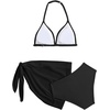 image:imageRoseSeek Girls 3 Piece Swimsuits Floral High Waisted Bikini Bathing Suit with Mesh Coverups SkirtMix Black White