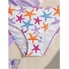image:imageRoseSeek Girls 3 Piece Swimsuits Floral High Waisted Bikini Bathing Suit with Mesh Coverups SkirtMulticolor Purple