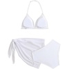 image:imageRoseSeek Girls 3 Piece Swimsuits Floral High Waisted Bikini Bathing Suit with Mesh Coverups SkirtWhite and Khaki