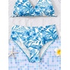 image:imageRoseSeek Girls Floral Halter Swimsuit High Waisted Triangle Boho 2 Piece Bikini Bathing Suit SwimwearBlue