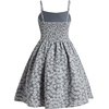 image:imageRoseSeek Girls Floral Print Summer Dress Bowknot Ruched Bust A Line Cami Dress High Waist Ruffle Hem Cute Sun DressesDark Blue