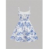 image:imageRoseSeek Girls Floral Print Summer Dress Bowknot Ruched Bust A Line Cami Dress High Waist Ruffle Hem Cute Sun DressesLight Blue