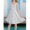 image:imageRoseSeek Girls Floral Print Summer Dress Bowknot Ruched Bust A Line Cami Dress High Waist Ruffle Hem Cute Sun DressesWhite and Pink