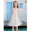 image:imageRoseSeek Girls Floral Print Summer Dress Bowknot Ruched Bust A Line Cami Dress High Waist Ruffle Hem Cute Sun DressesWhite and Pink